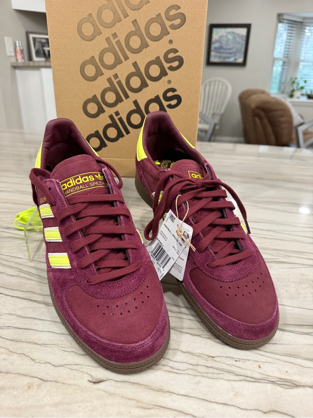 Adidas Handball Spezial WM Burgundy Yellow Gum Suede Sneakers Men’s 11 NWT